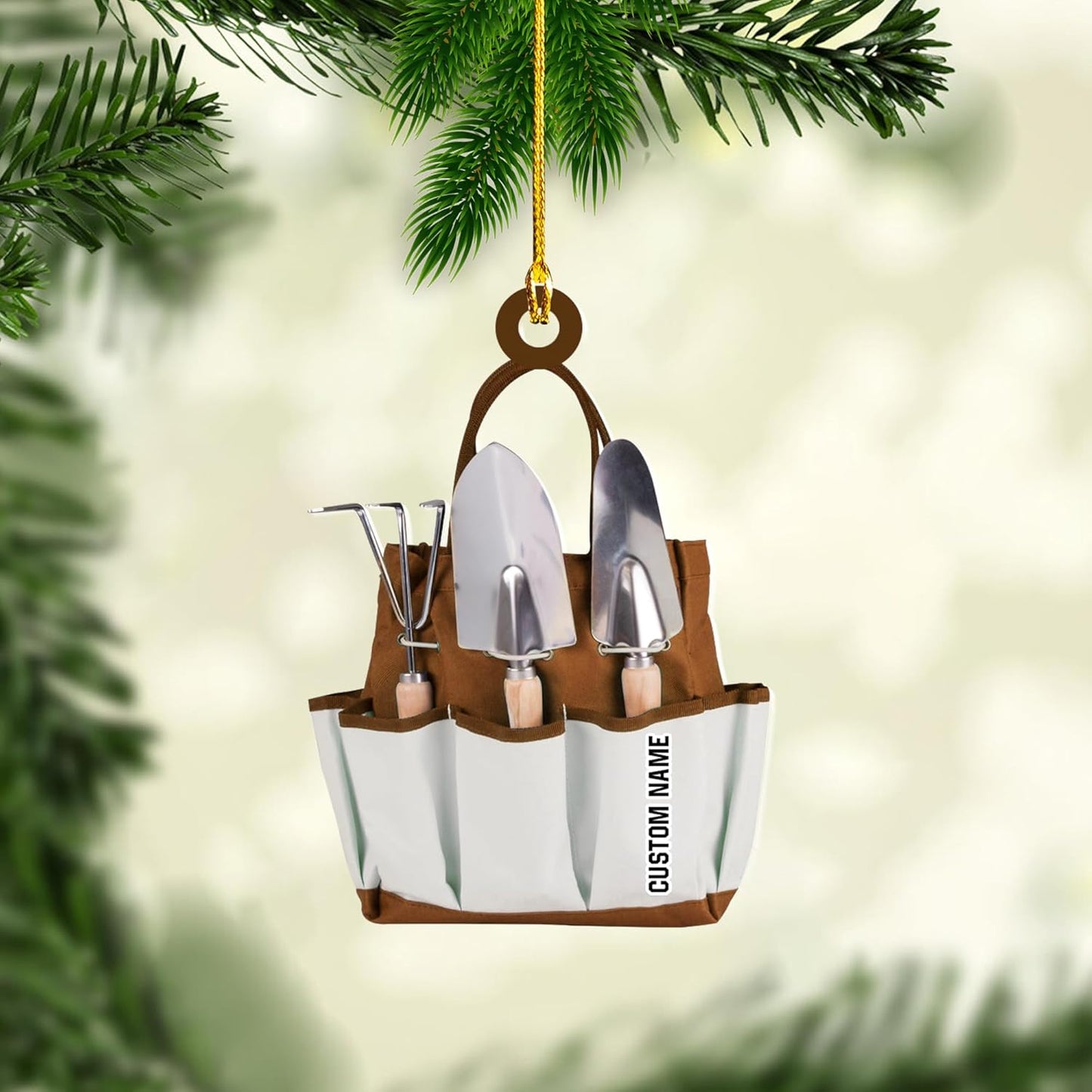 Personalized Gardening Acrylic Ornament – Custom Name Garden Tools Christmas Tree Decoration for Gardeners & Plant Lovers TG10