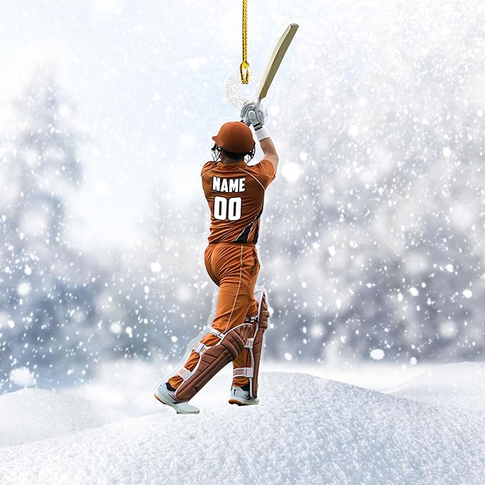 Personalized Cricket Christmas Ornament 2025, Custom Cricket Bat Ornament NO6