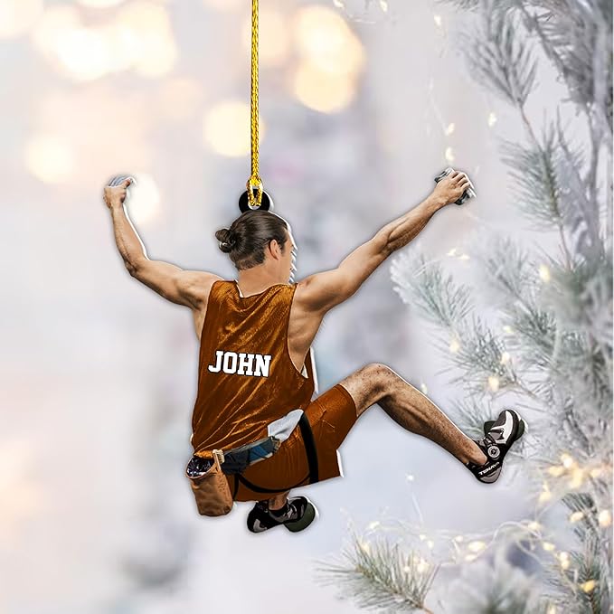 Custom Climbing Ornament - Custom Rock Climber Christmas Gift for Mountaineers LL13