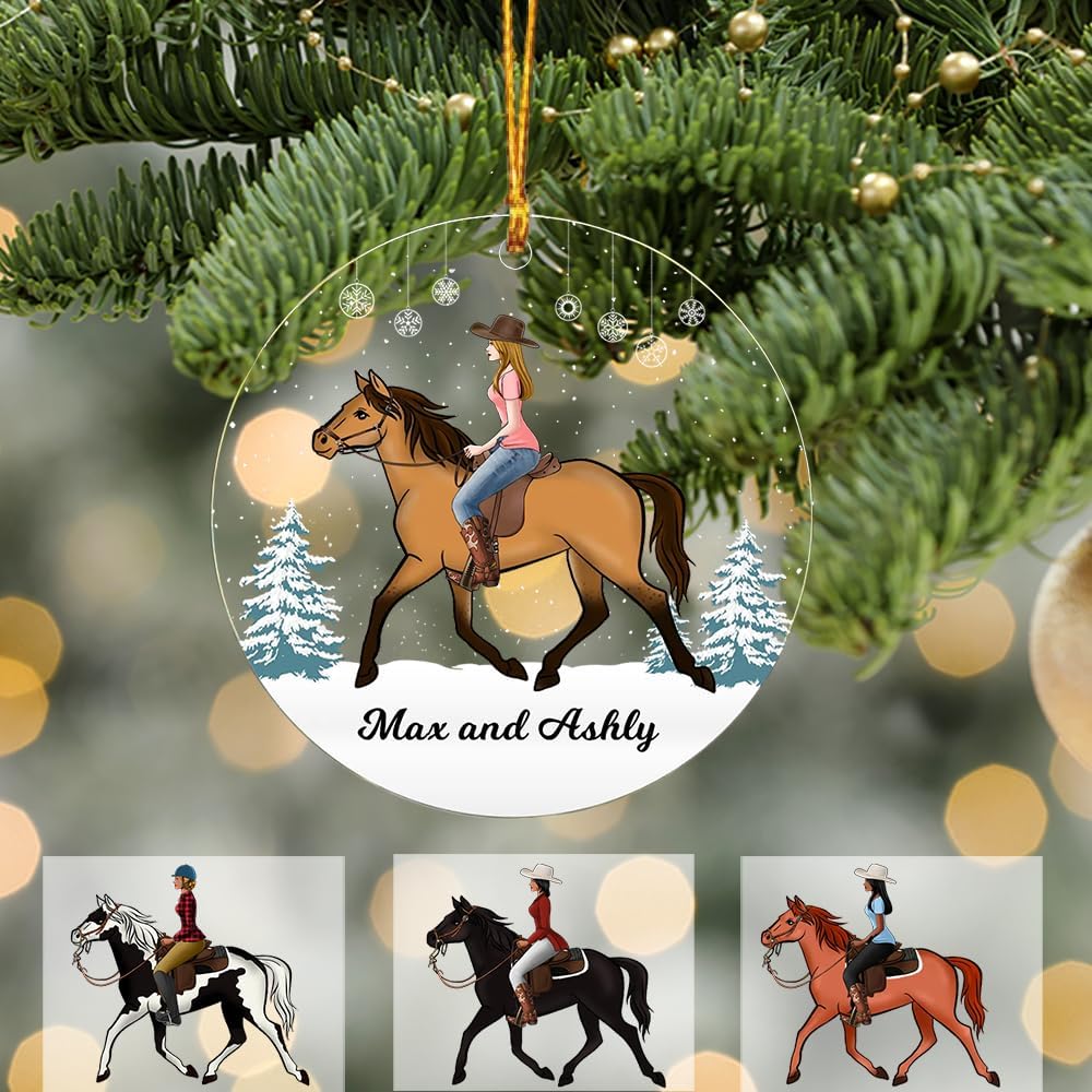 Custom Horse Riding Ornament | Personalized Equestrian Holiday Gift for Riders, Trainers & Horse Owners THH18