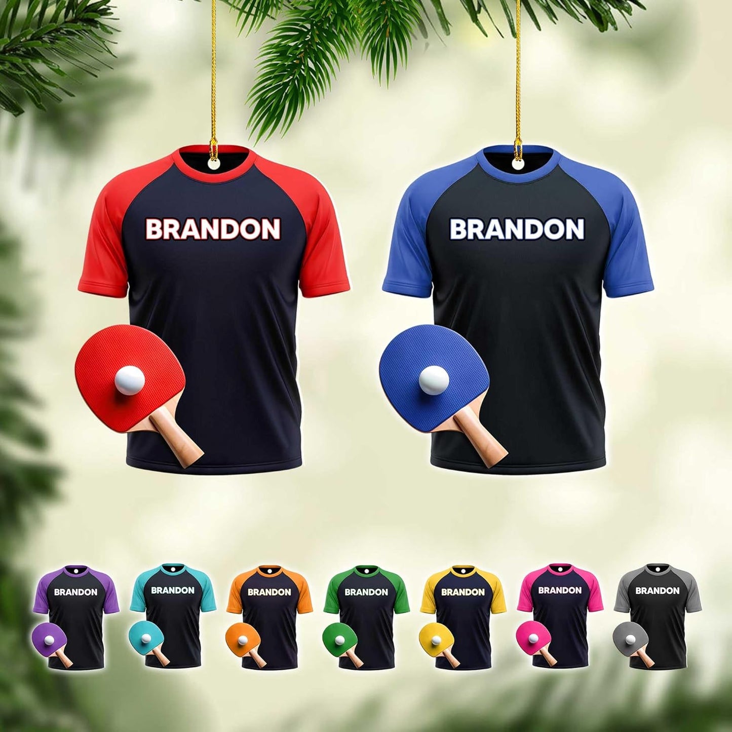 Custom Name Table Tennis Ornament – Personalized Ping Pong Acrylic Christmas Decoration, 2D Flat Player Gift for Sport Lovers TT10