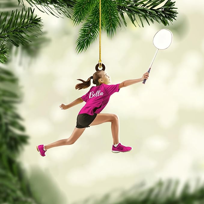 Custom Christmas Gift for Badminton Players, Sports Lovers Badminton Ornament LL27