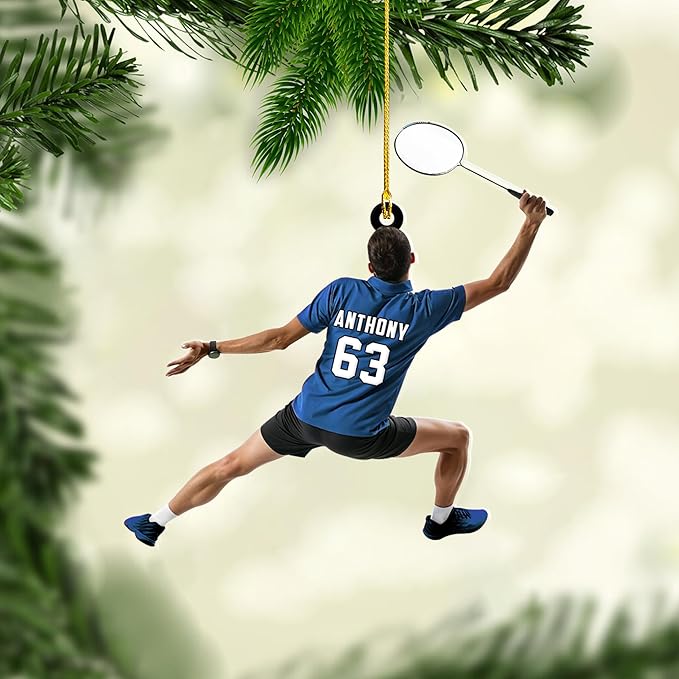 Pesonalized Christmas Gift for Badminton Players, Sports Lovers Badminton Ornament LL29