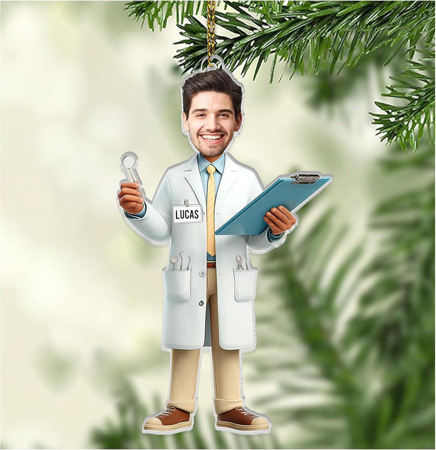 Custom Name and Photo Dentist Christmas Ornament