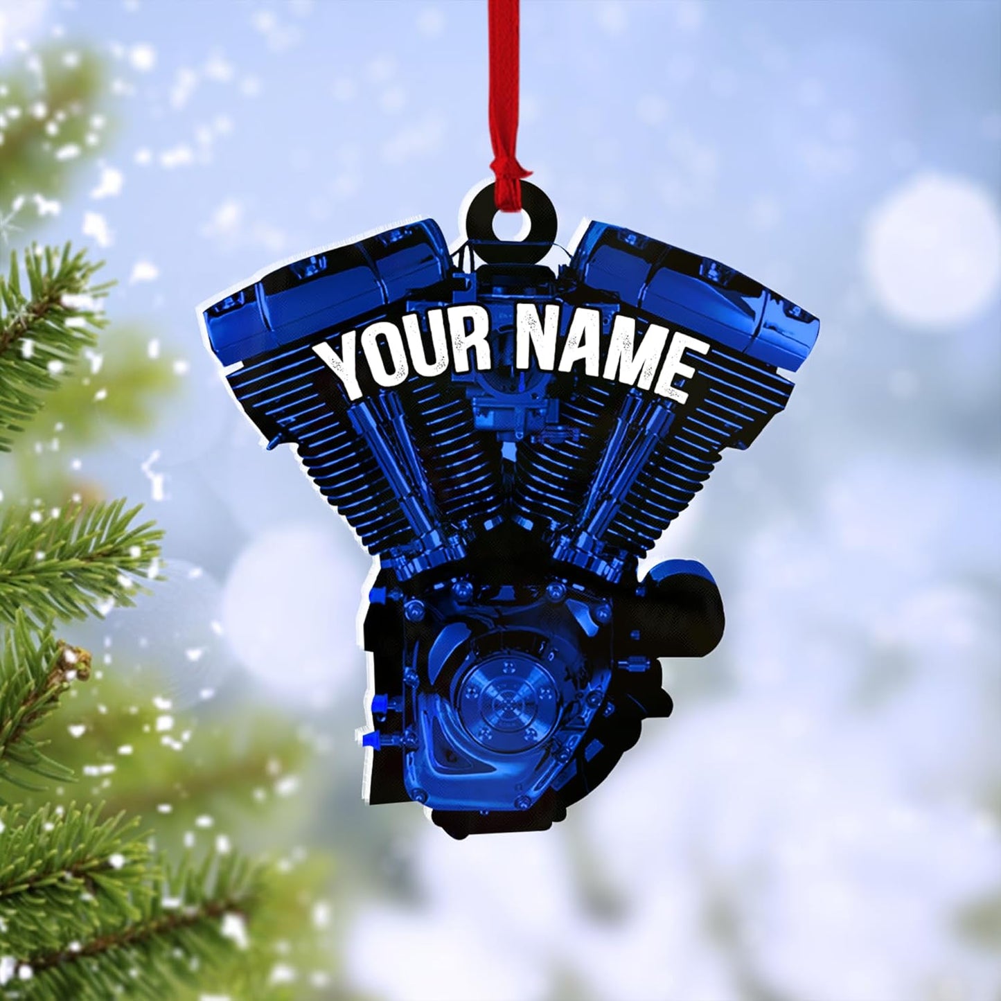 Custom Drag Racer Ornament – Personalized Acrylic Engine Design, Power Tool Themed Christmas Gift TDR7