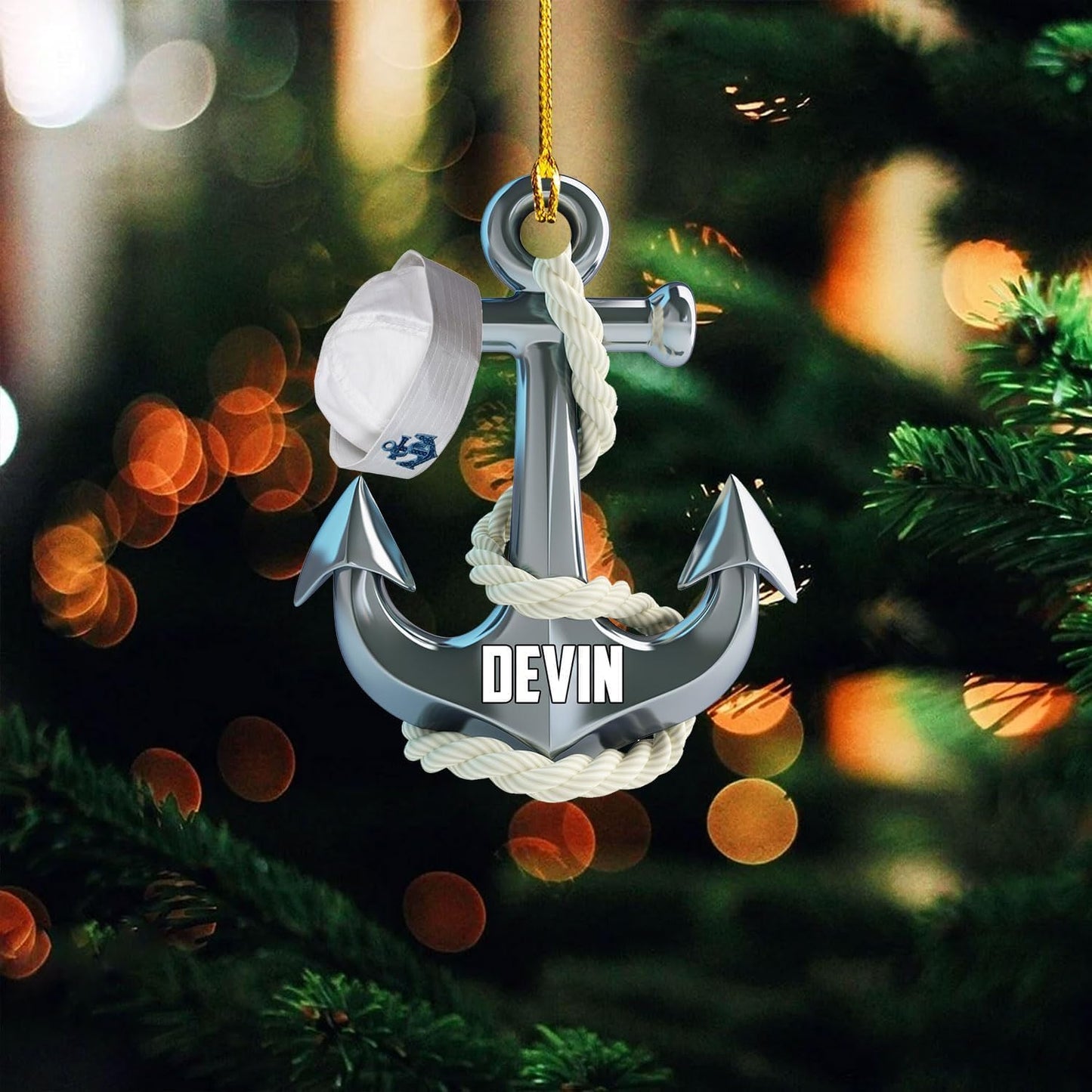 Custom Name Sailor Ornament – Personalized Captain Acrylic Sailing Ornament, Nautical Christmas Tree Decoration for Navy Lovers TS26