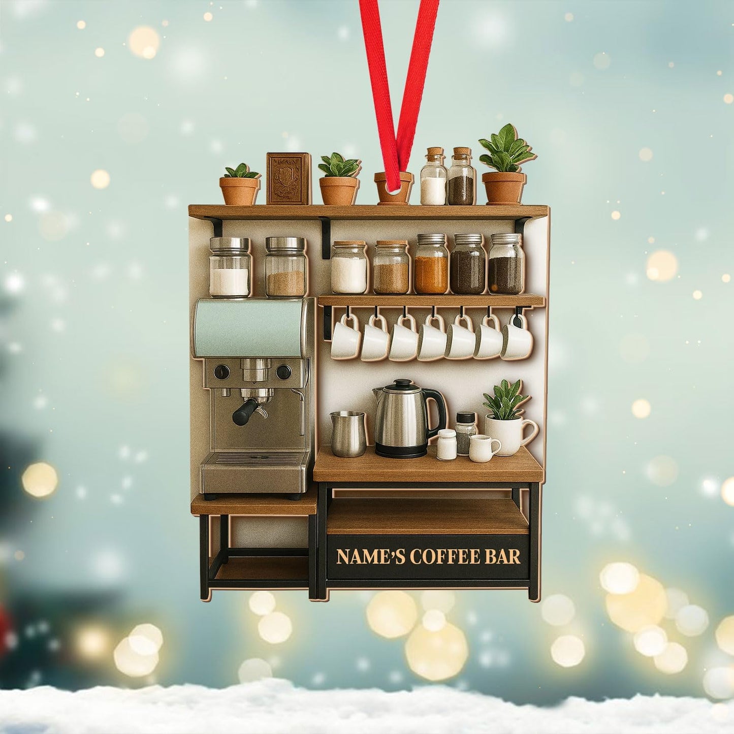Personalized Coffee Bar Ornament – Unique Holiday Keepsake for Coffee Lover TC23