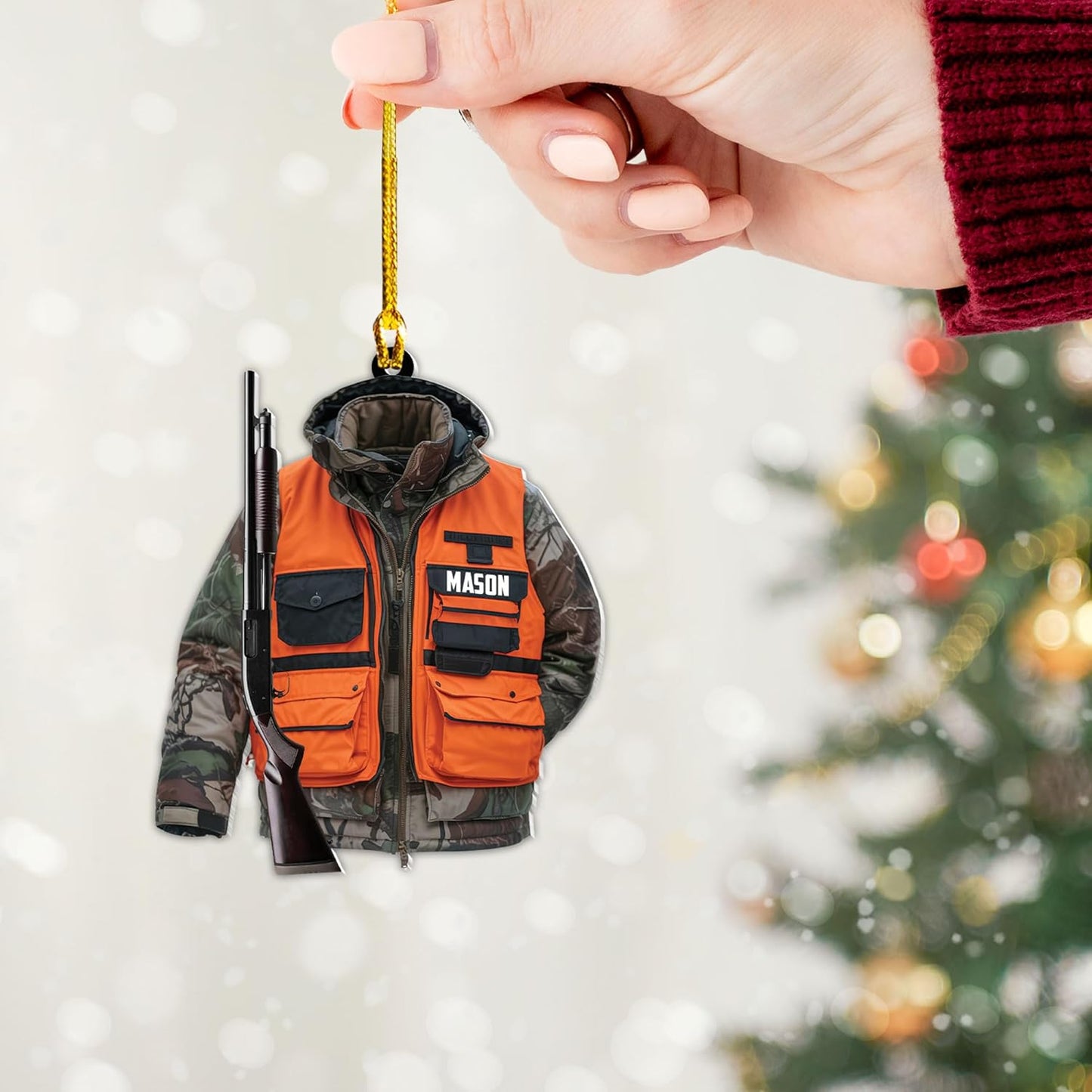 Personalized Hunting Ornament, Hunter Christmas Acrylic Ornament 2025 T02