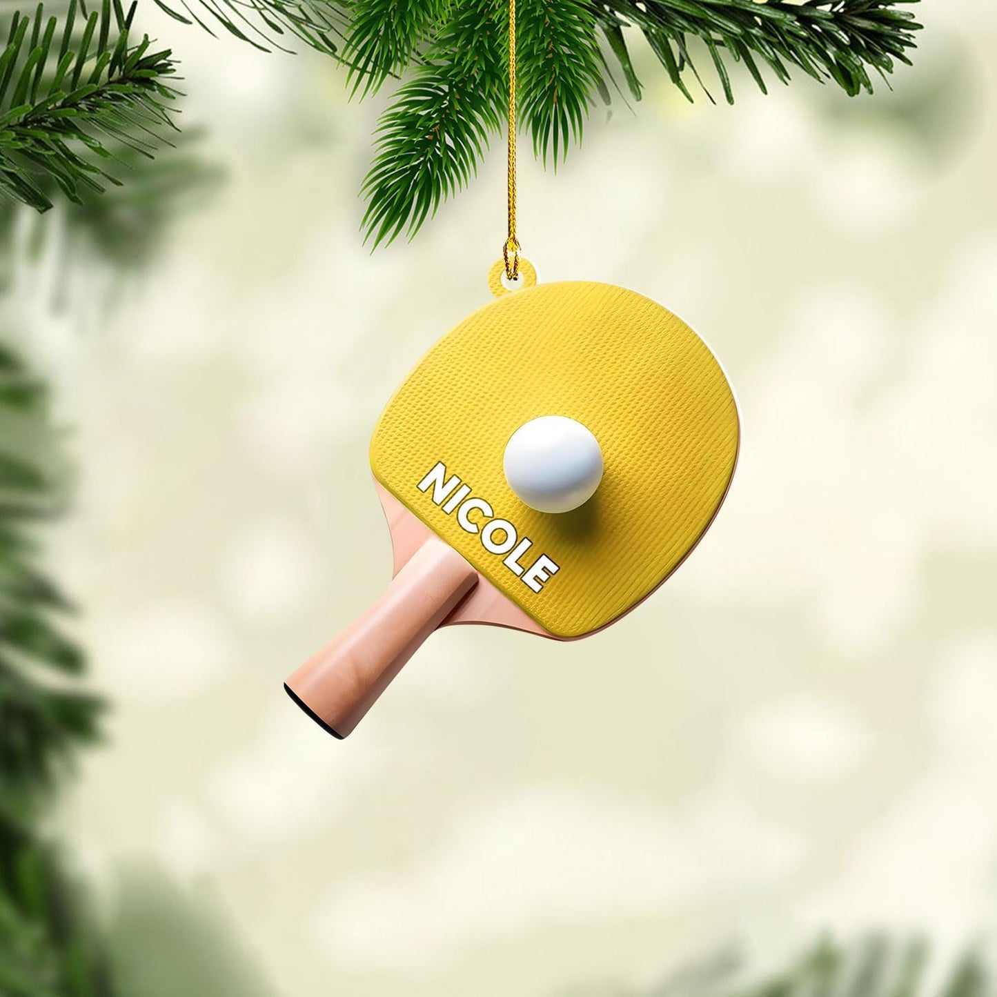 Custom Table Tennis Christmas Ornament – Personalized Ping Pong Player Gift, Acrylic 2D Flat Holiday Decoration, Unique Xmas Keepsake TT5