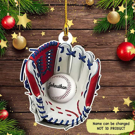 Personalized Baseball Christmas Ornament – Custom Name Acrylic Ornament, Sports Holiday TH40