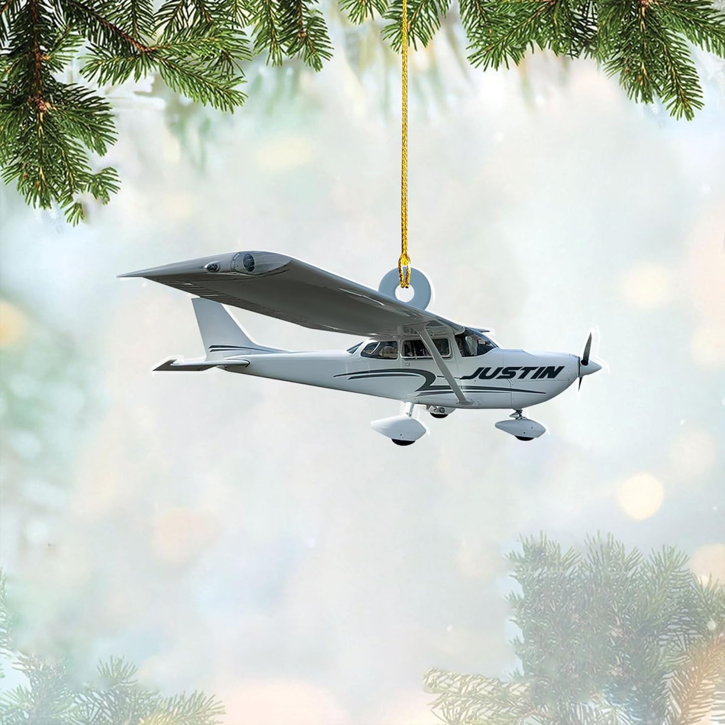 Personalized Small Airplane Pilot Christmas Ornament