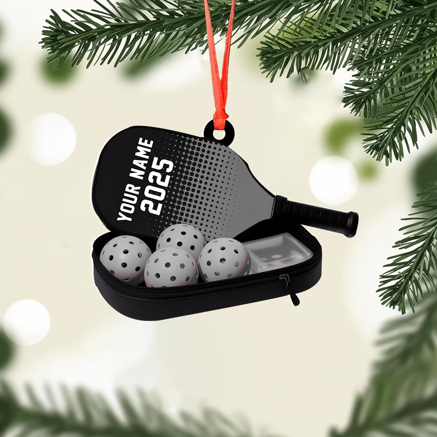 Custom Name and Year Pickleball Bag Ornament – Pickleball Christmas Ornament 2