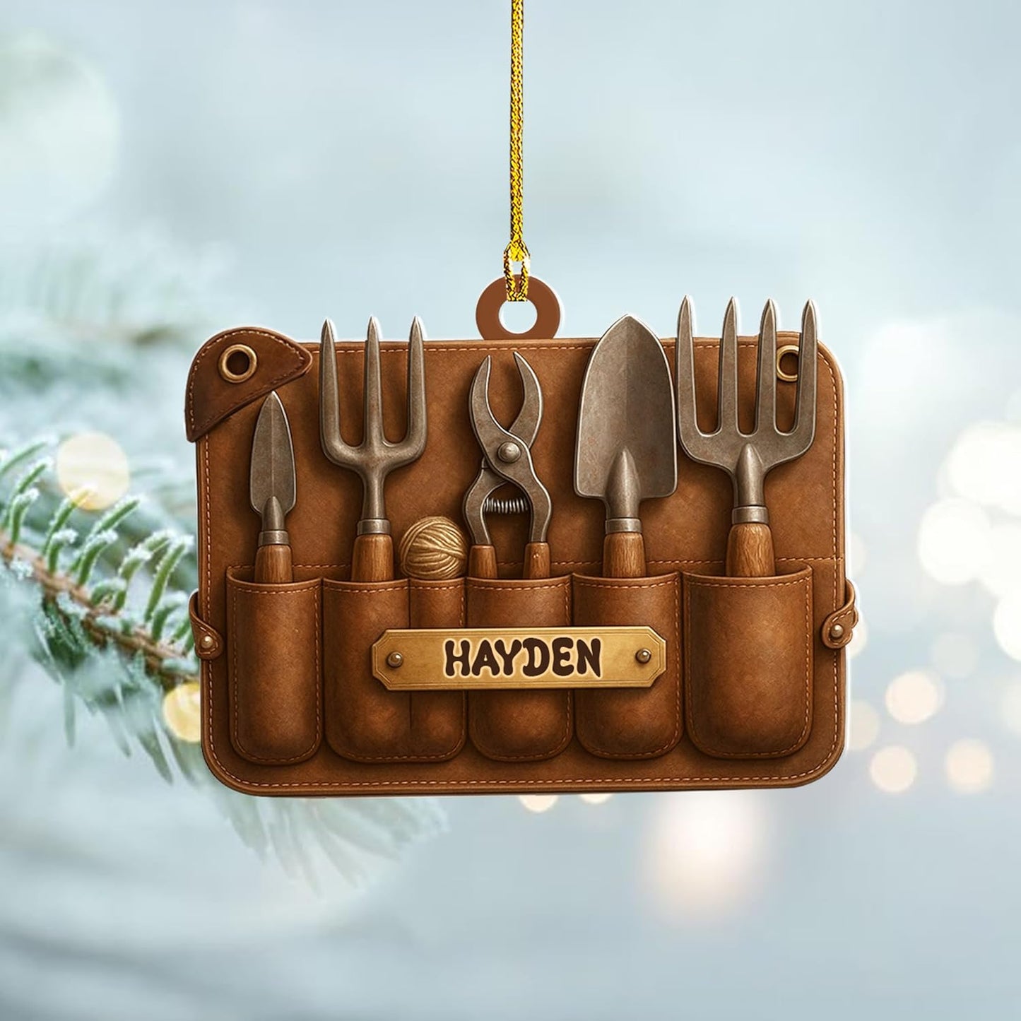Personalized Gardening Acrylic Ornament – Custom Name Garden Tools Christmas Tree Decoration for Gardeners & Plant Lovers TG6