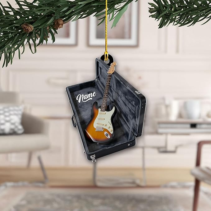 Custom Electric and Acoustic Guitar Christmas Ornament - Guitar Ornament Gift LL23