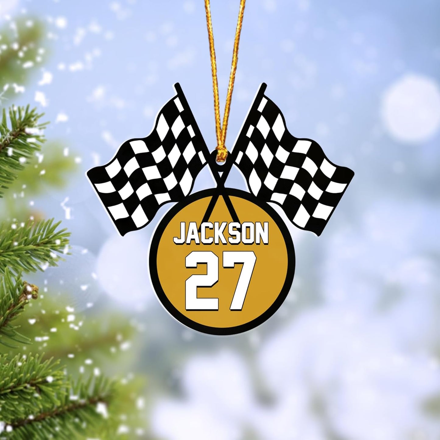 Personalized Racing Car Ornament – Custom Acrylic Drag Racing Christmas Decoration, Gift for Car Lovers and Drivers TR20