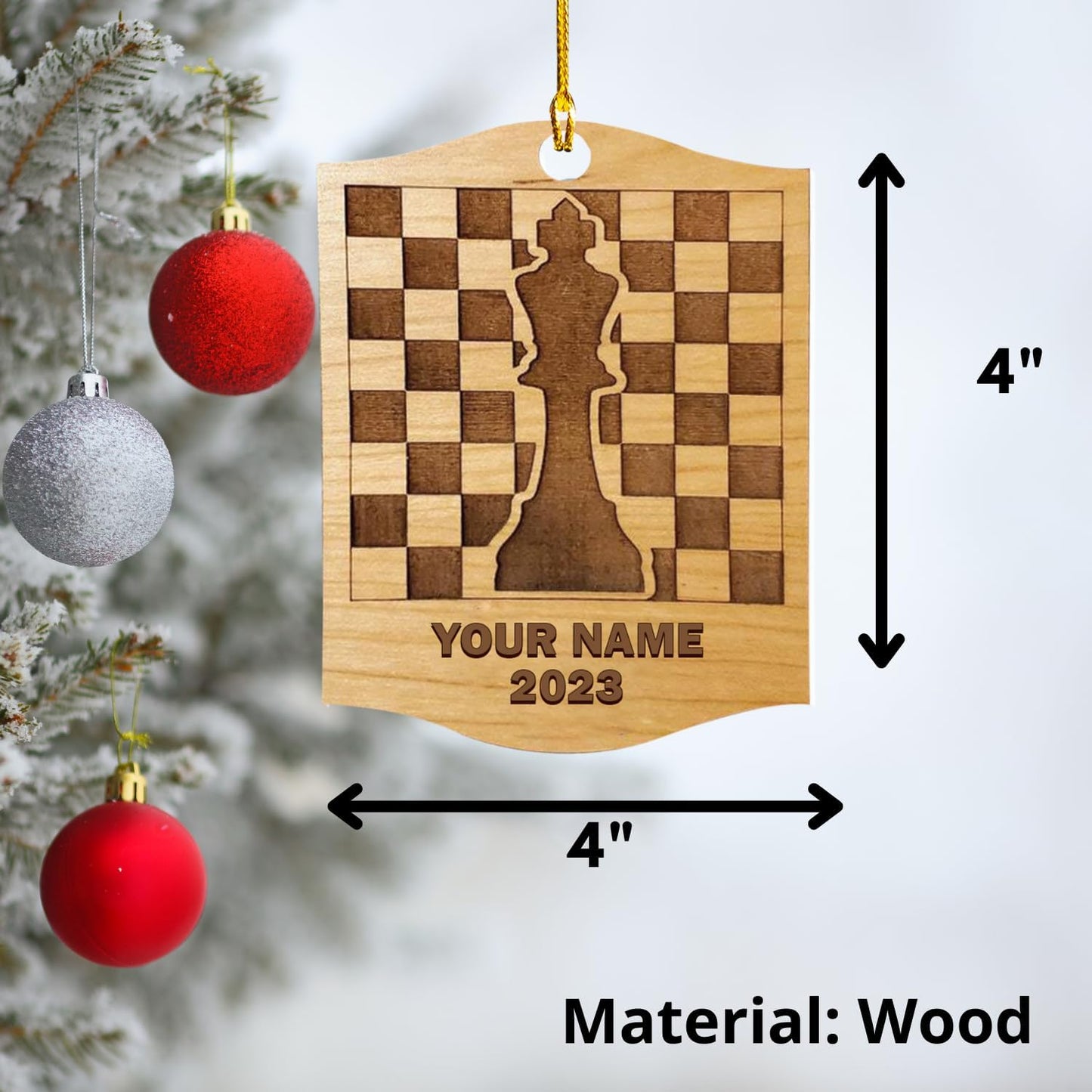 Personalized Name Chess Ornament Gift for Men Women Chess Team Player N13