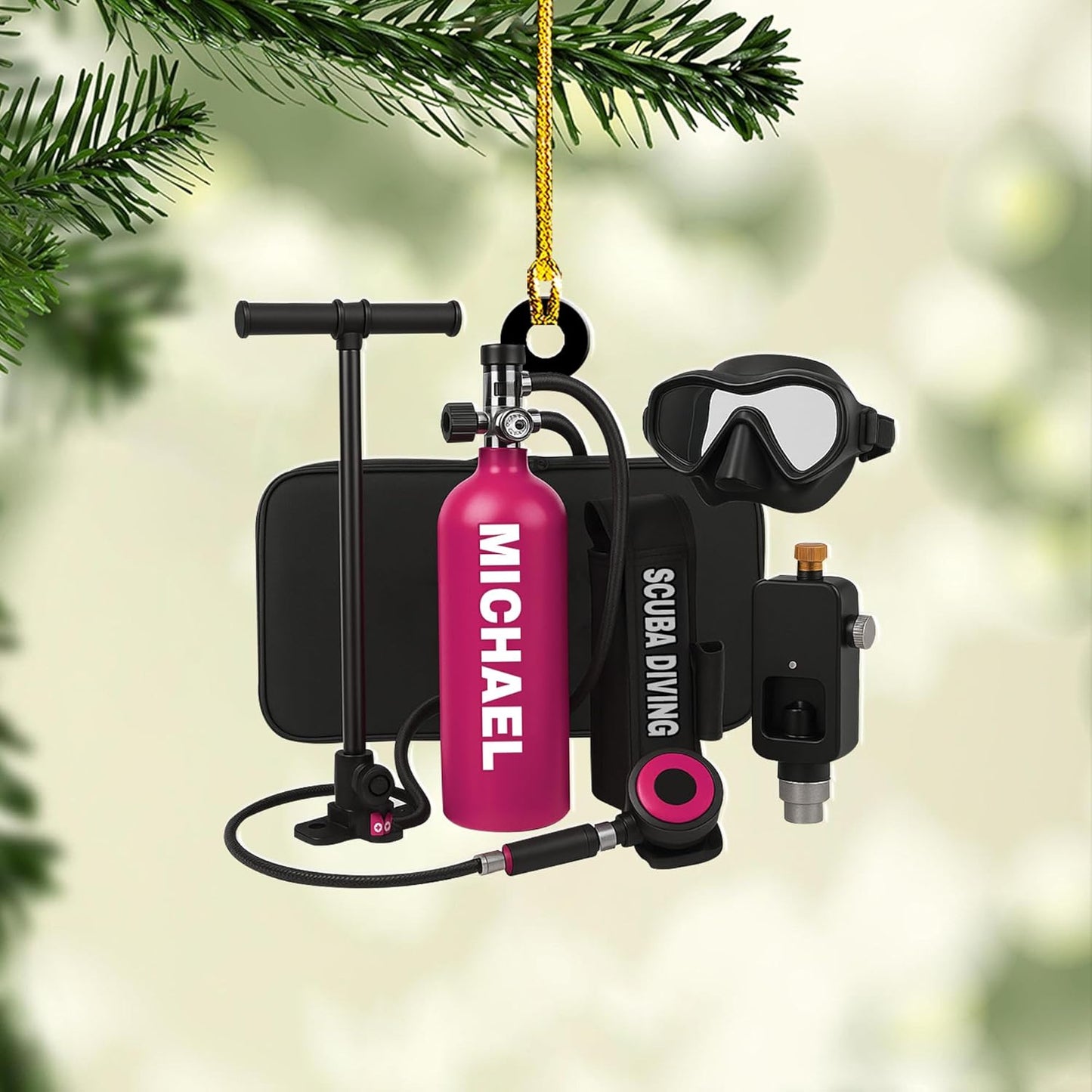 Custom Scuba Diver Ornament – Personalized Acrylic Christmas Tree Decoration, Gift for Divers and Swimmers TSD23