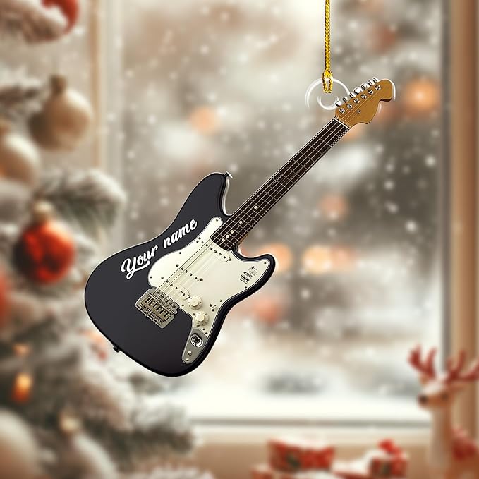 Custom Electric and Acoustic Guitar Christmas Ornament - Guitar Ornament Gift LL22