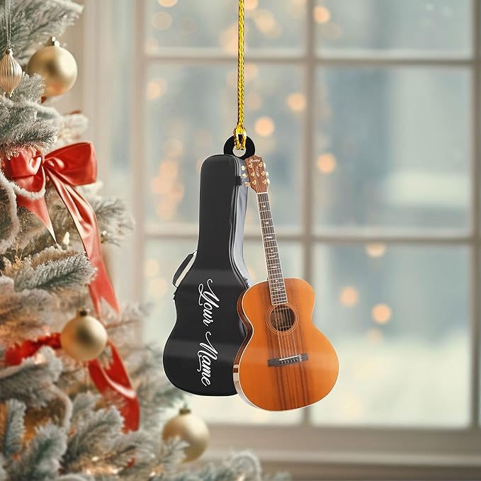 Custom Electric and Acoustic Guitar Christmas Ornament - Guitar Ornament Gift LL21