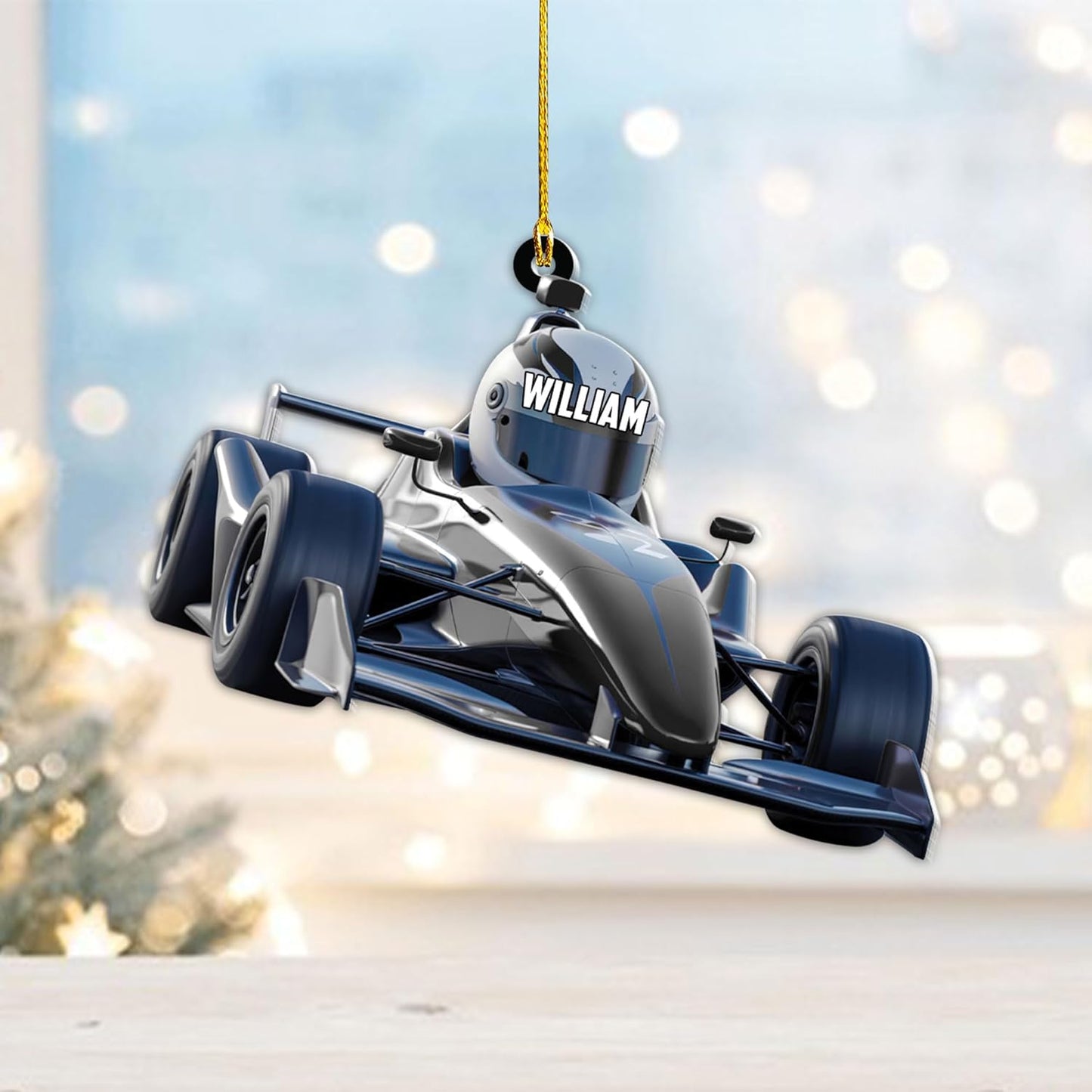 Custom Race Car Christmas Ornament – Personalized Acrylic Racing Car Decoration, Motorsport Gift for Drivers TR8