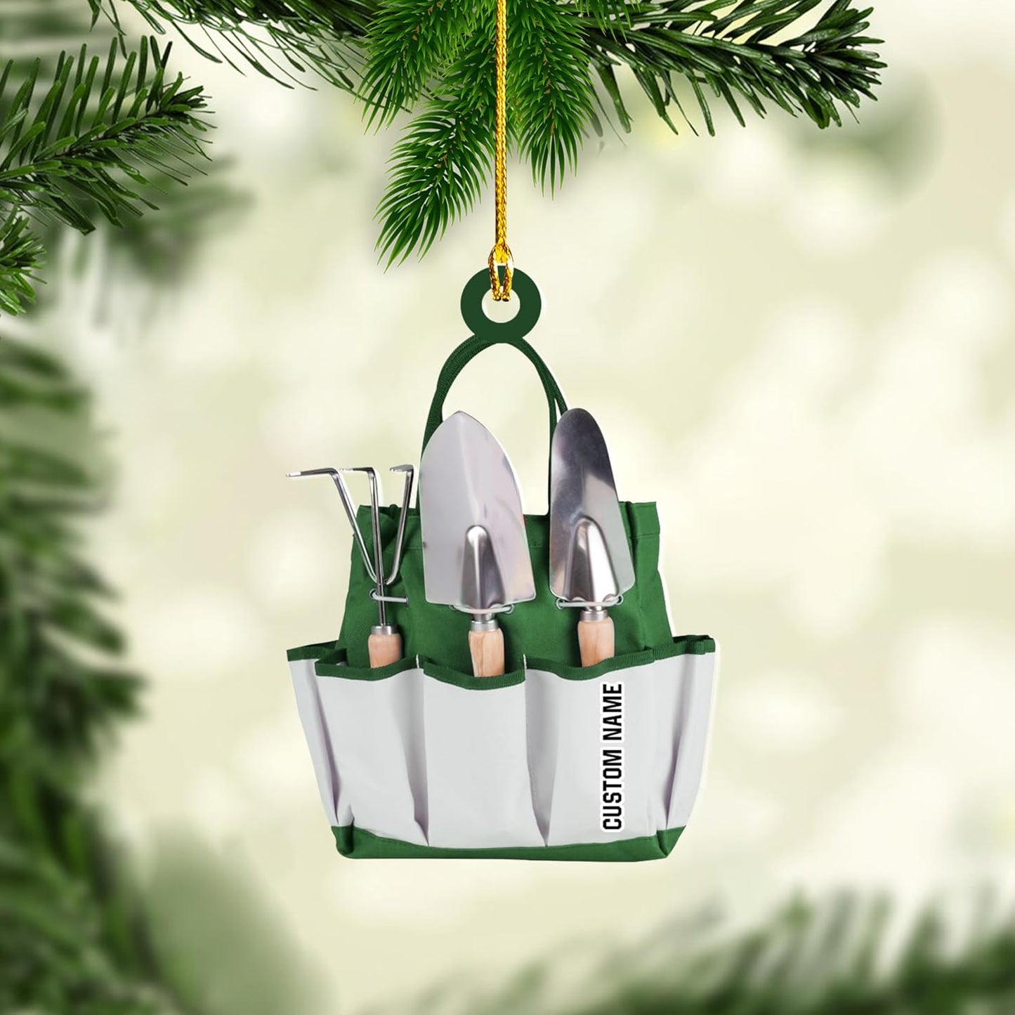 Personalized Gardening Acrylic Ornament – Custom Name Garden Tools Christmas Tree Decoration for Gardeners & Plant Lovers TG10