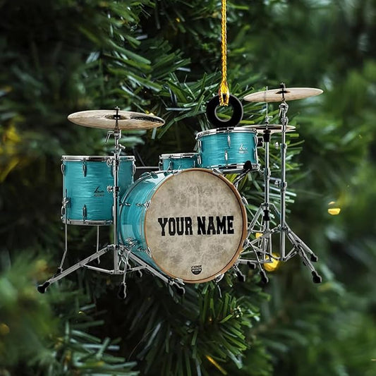 Personalized Drum Set Ornament - Custom Acrylic Christmas Gift for Drummers & Music Lovers (LL2)