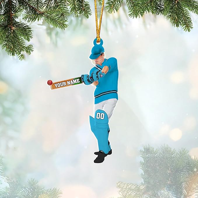 Personalized Cricket Christmas Ornament 2025, Custom Cricket Bat Ornament N12