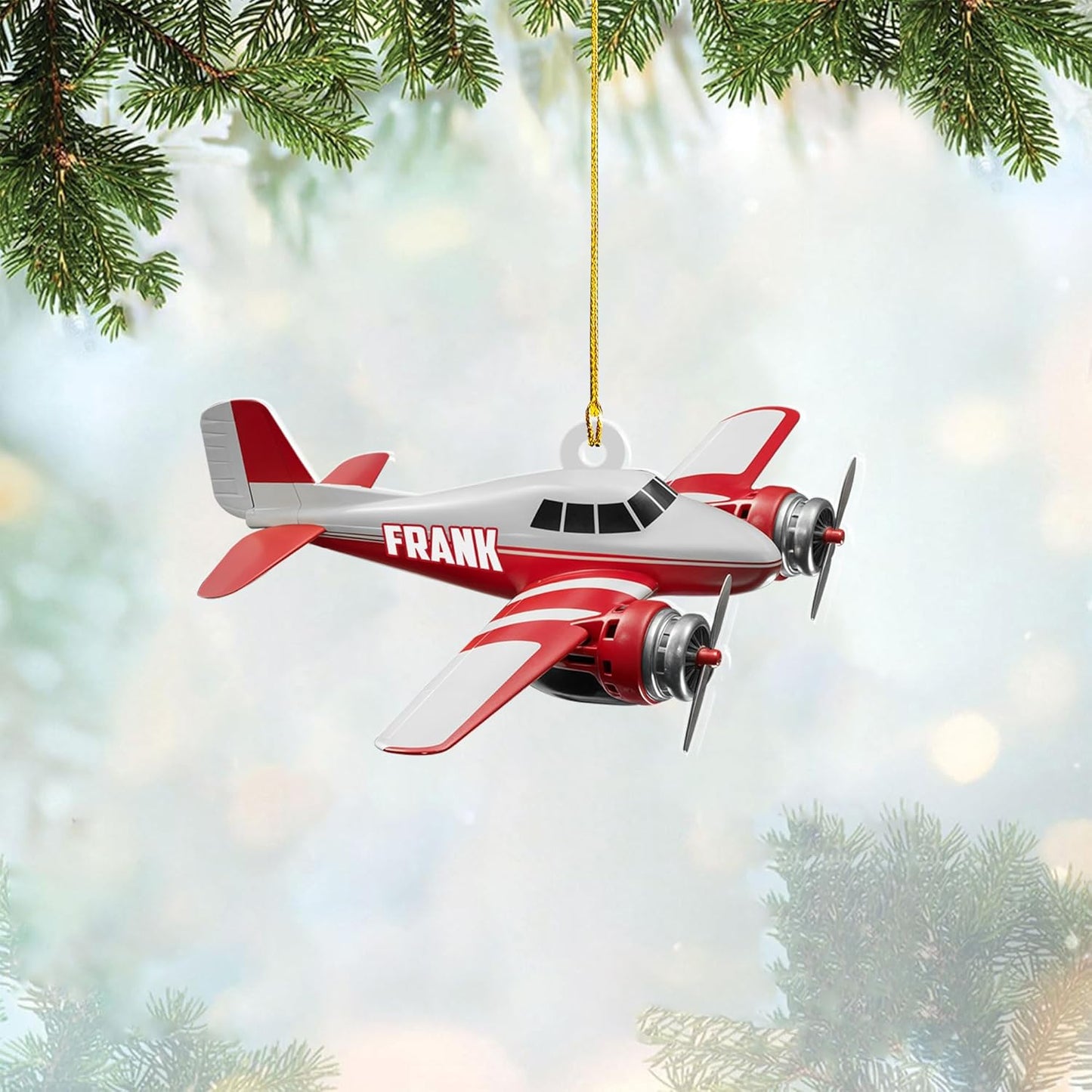 Personalized Twin Engine Airplane Pilot Christmas Ornament