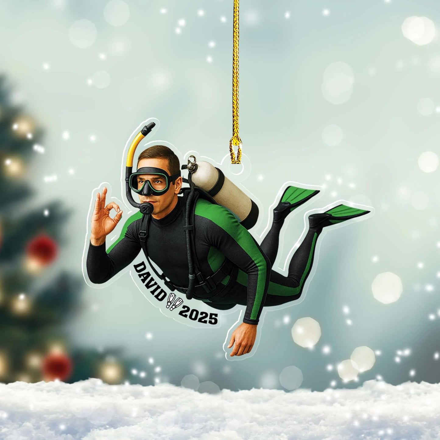 Custom Scuba Diver Ornament – Personalized Acrylic Christmas Tree Decoration, Gift for Divers and Swimmers TSD30