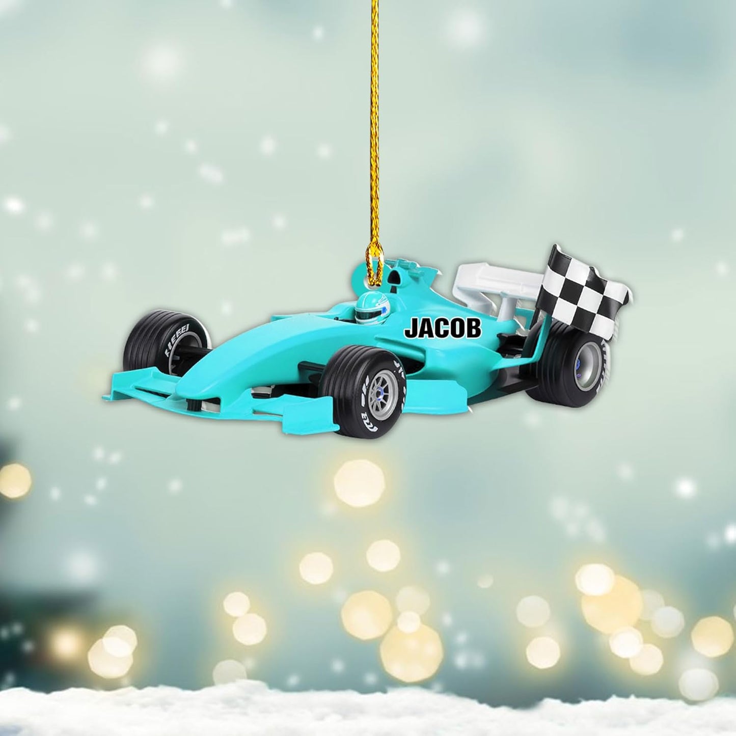 Personalized Racing Car Christmas Ornament – Custom Name Acrylic Race Car Ornament, Driver Gift, Motorsport Holiday Decoration, Car Lover Keepsake TR2