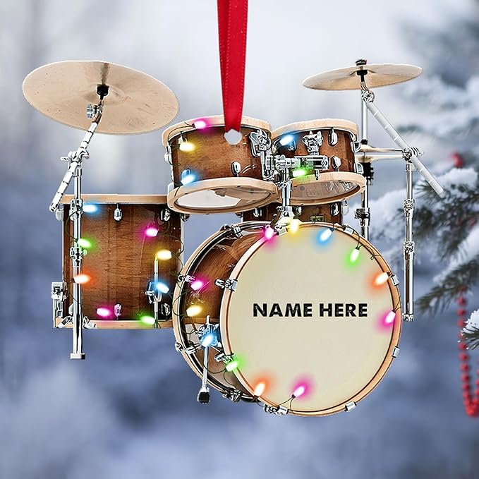 Personalized Drum Set Ornament - Custom Acrylic Christmas Gift for Drummers & Music Lovers LL5