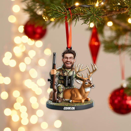 Personalized Hunting Ornament, Hunter Christmas Acrylic Ornament 2025 T05