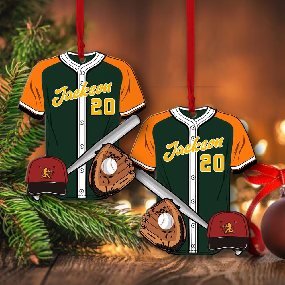 Personalized Baseball Christmas Ornament – Custom Name Acrylic Ornament, Sports Holiday Decoration, Baseball Player Gift TH16