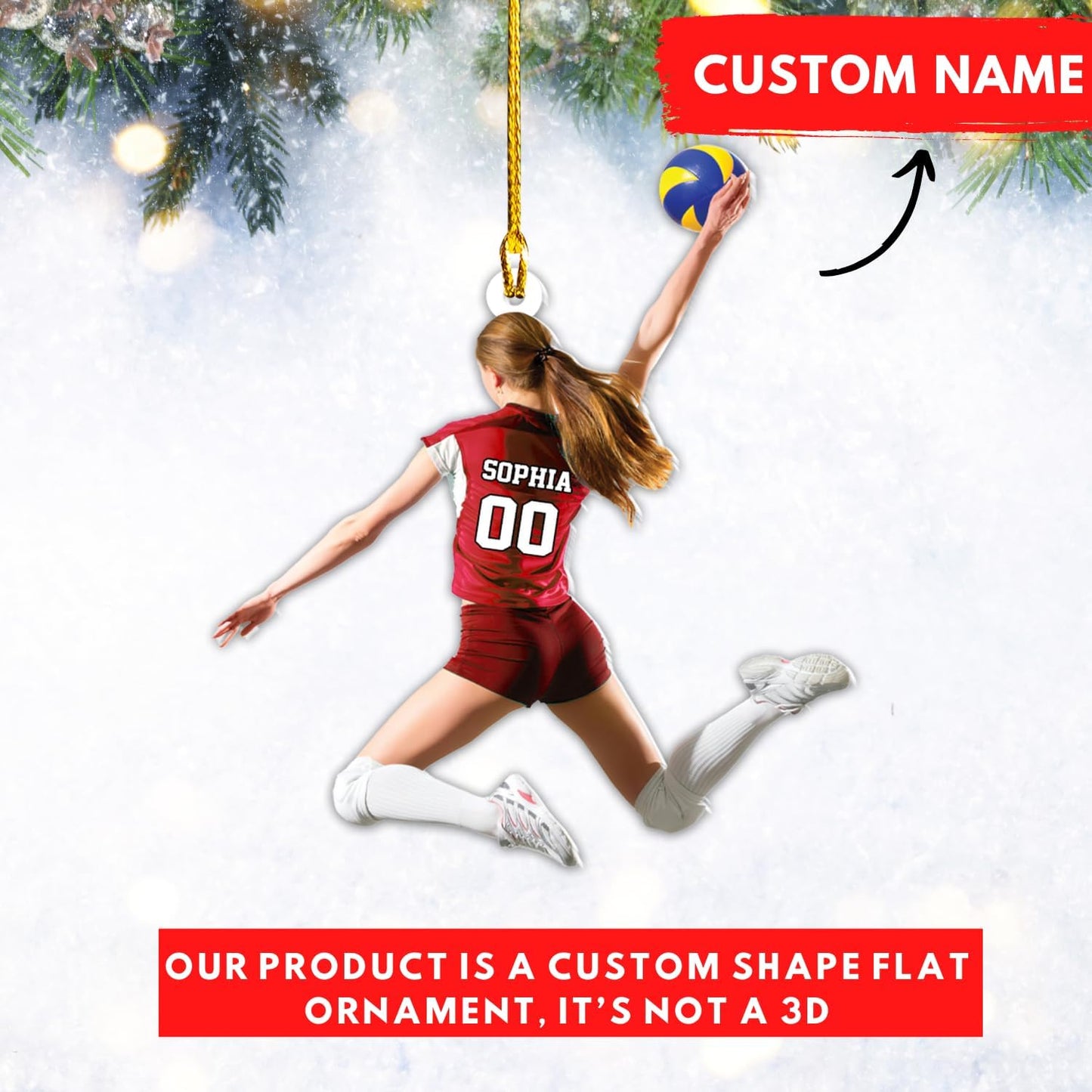Personalized Volleyball Christmas Ornament – Custom Name Acrylic Ornament, Team Sports Holiday Decor, Volleyball Player Gift, Custom Xmas Keepsake TV3