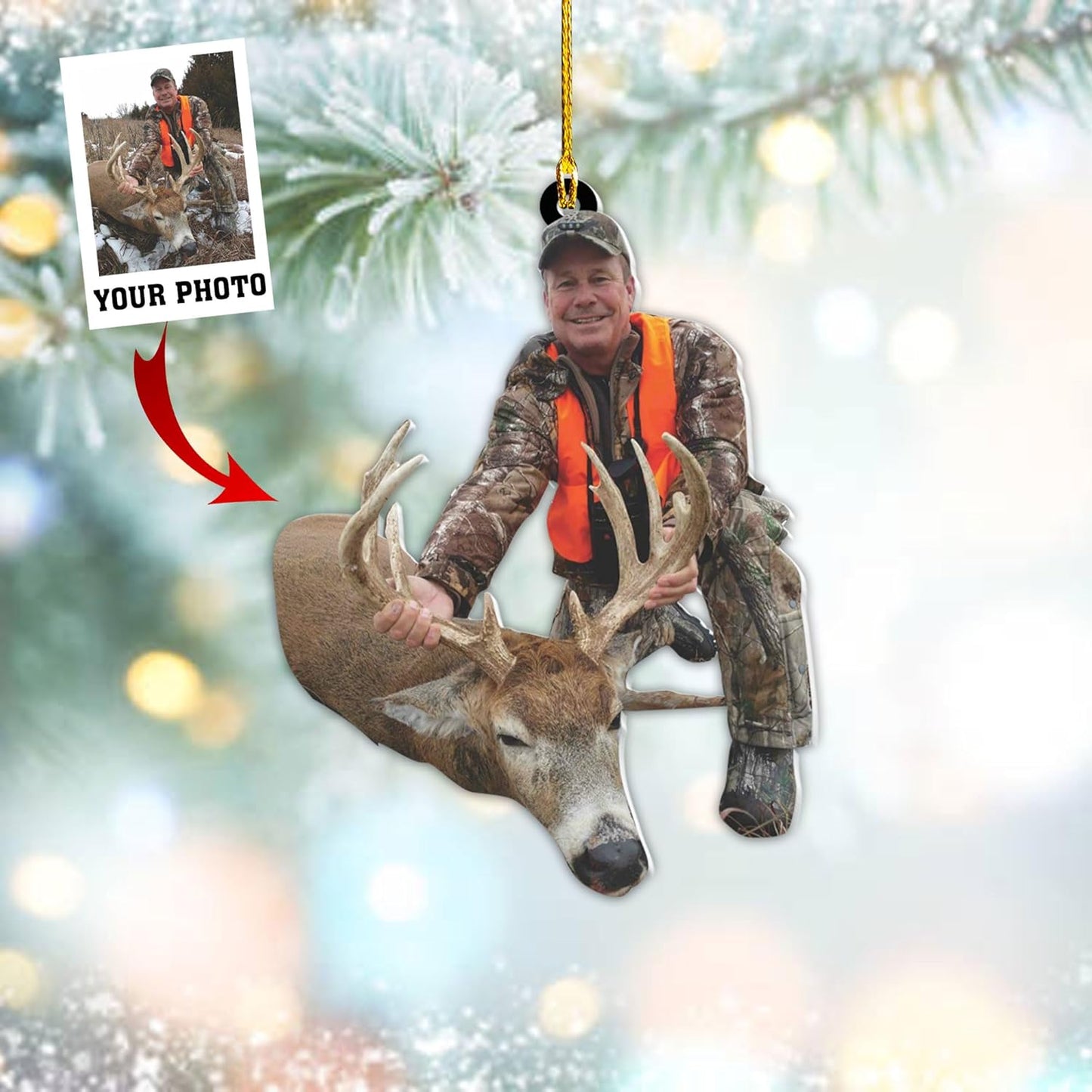 Personalized Hunting Ornament, Hunter Christmas Acrylic Ornament 2025 T08