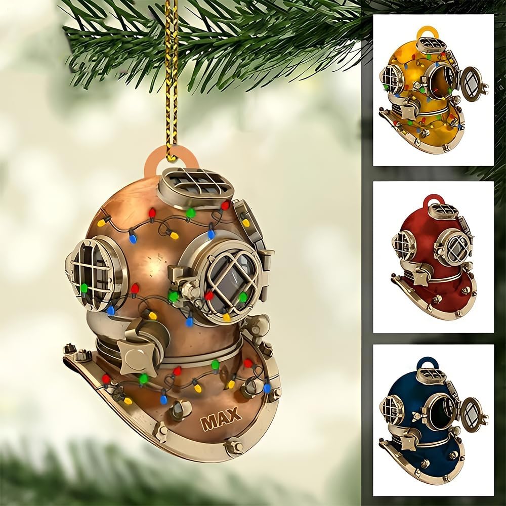 Custom Name Diving Ornament – Personalized Acrylic Scuba Diver Christmas Keepsake, Underwater Gift TSD12