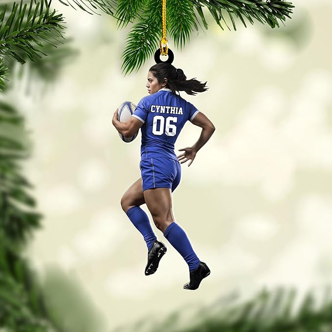 Personalized Rugby Player Christmas Gift for Sports Lovers - Rugby Ornament LL9