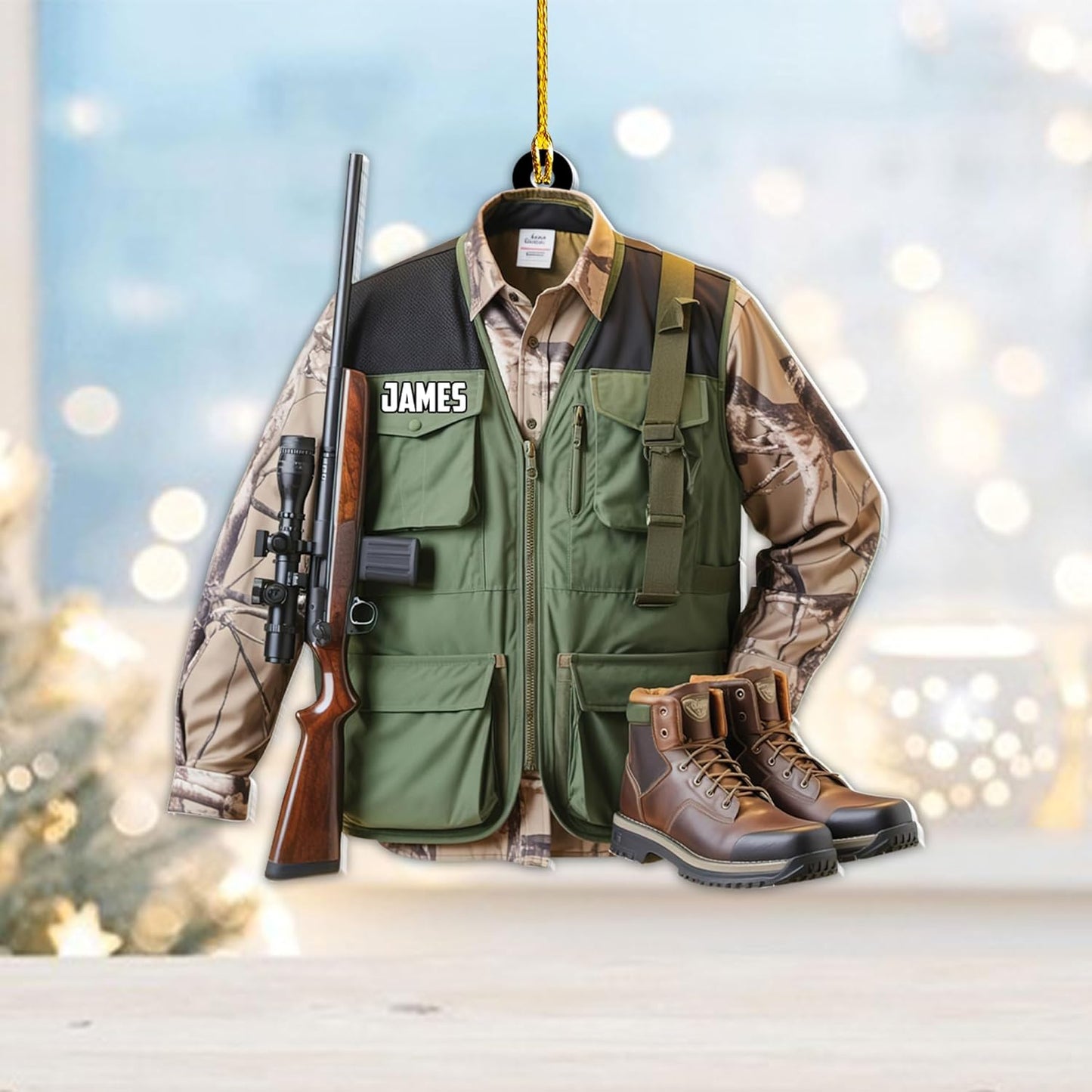 Personalized Hunting Ornament, Hunter Christmas Acrylic Ornament 2025 T04