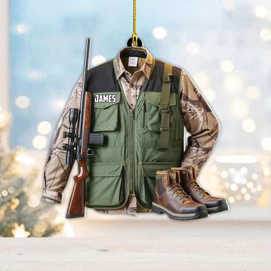 Personalized Hunting Ornament, Hunter Christmas Acrylic Ornament 2025 T04