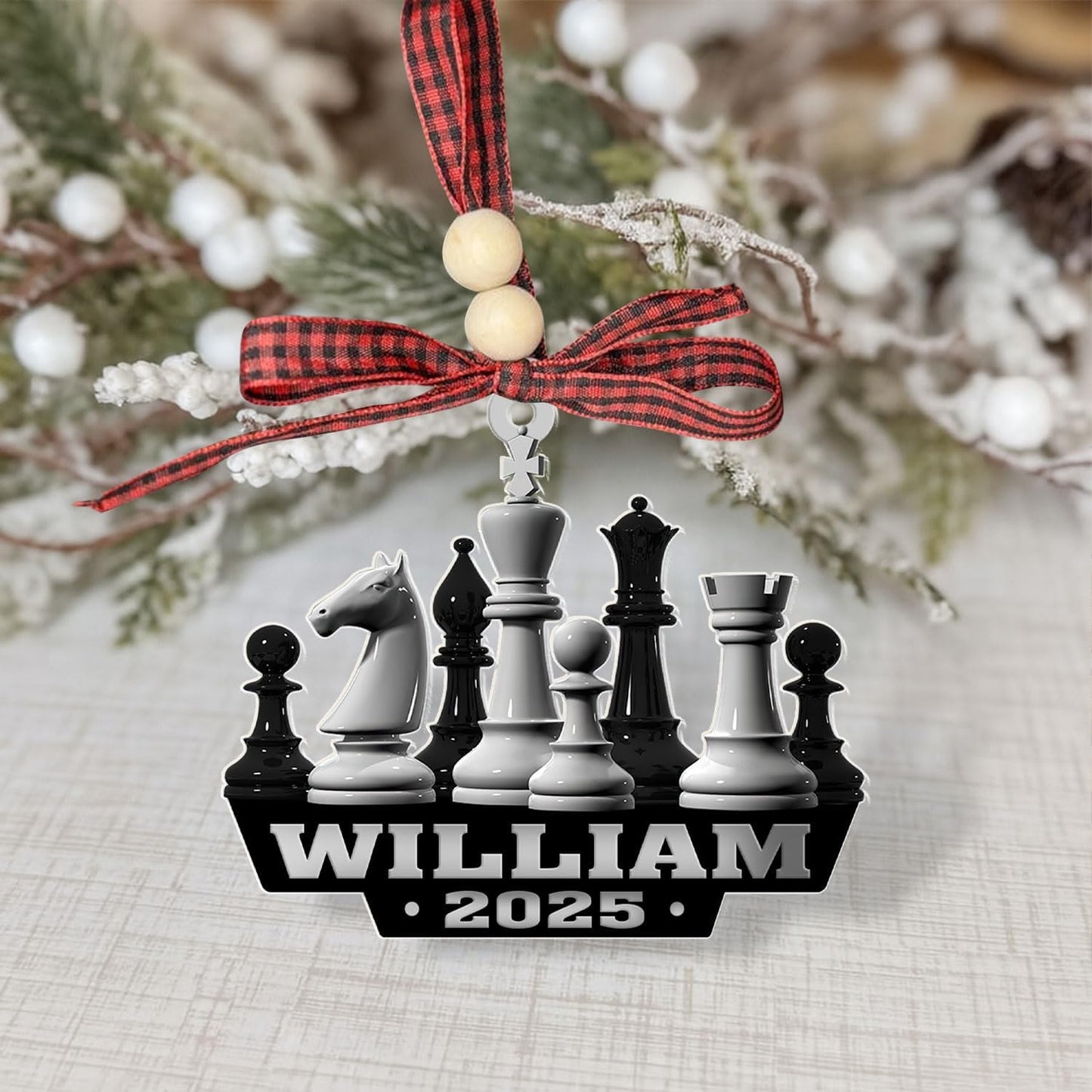 Personalized Name Chess Ornament Gift for Men Women Chess Team Player N14