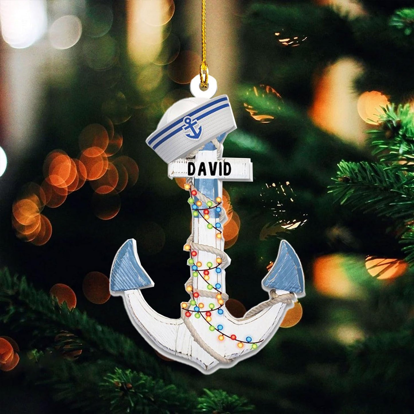 Custom Name Sailor Ornament – Personalized Captain Acrylic Sailing Ornament, Nautical Christmas Tree Decoration for Navy Lovers TS22