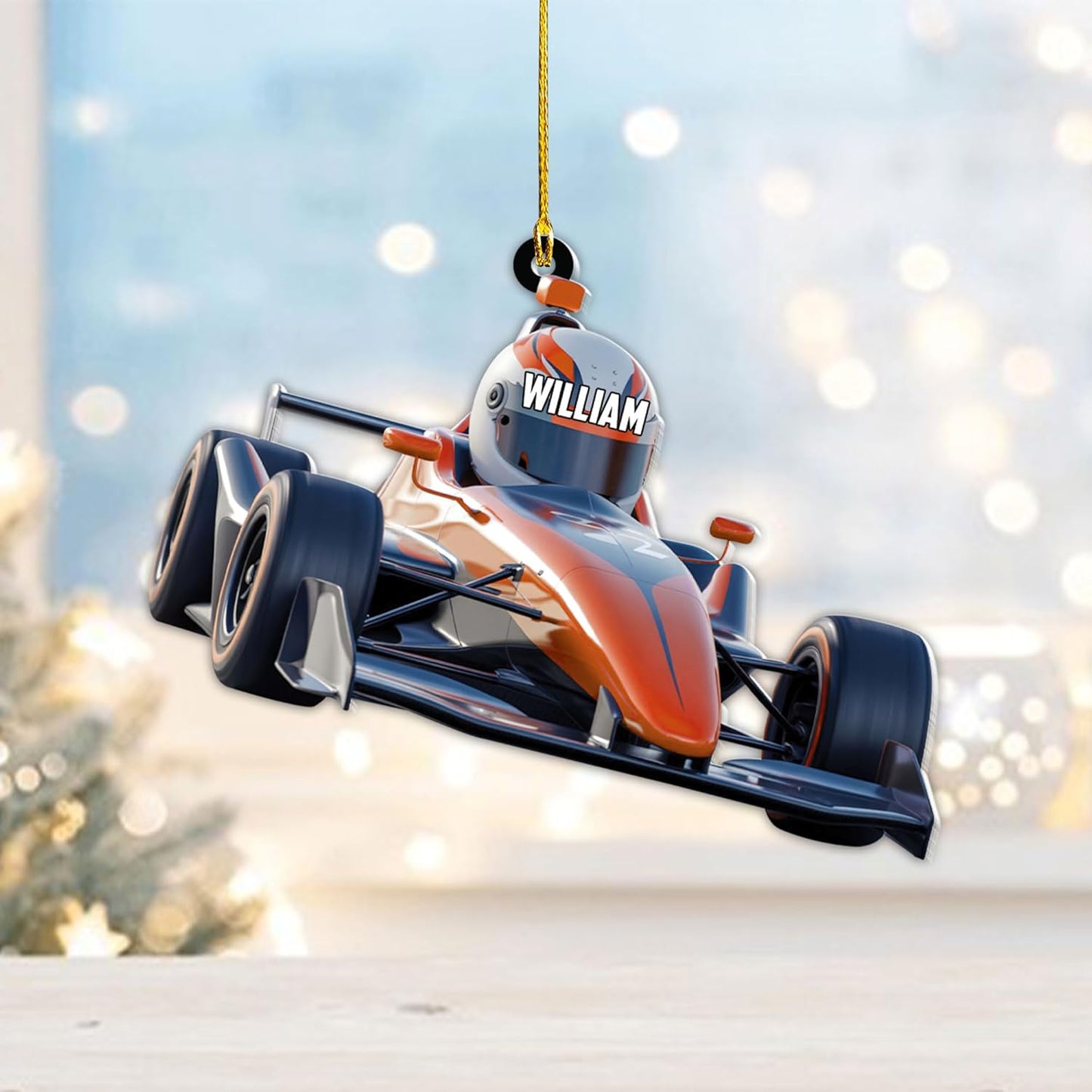 Custom Race Car Christmas Ornament – Personalized Acrylic Racing Car Decoration, Motorsport Gift for Drivers TR8