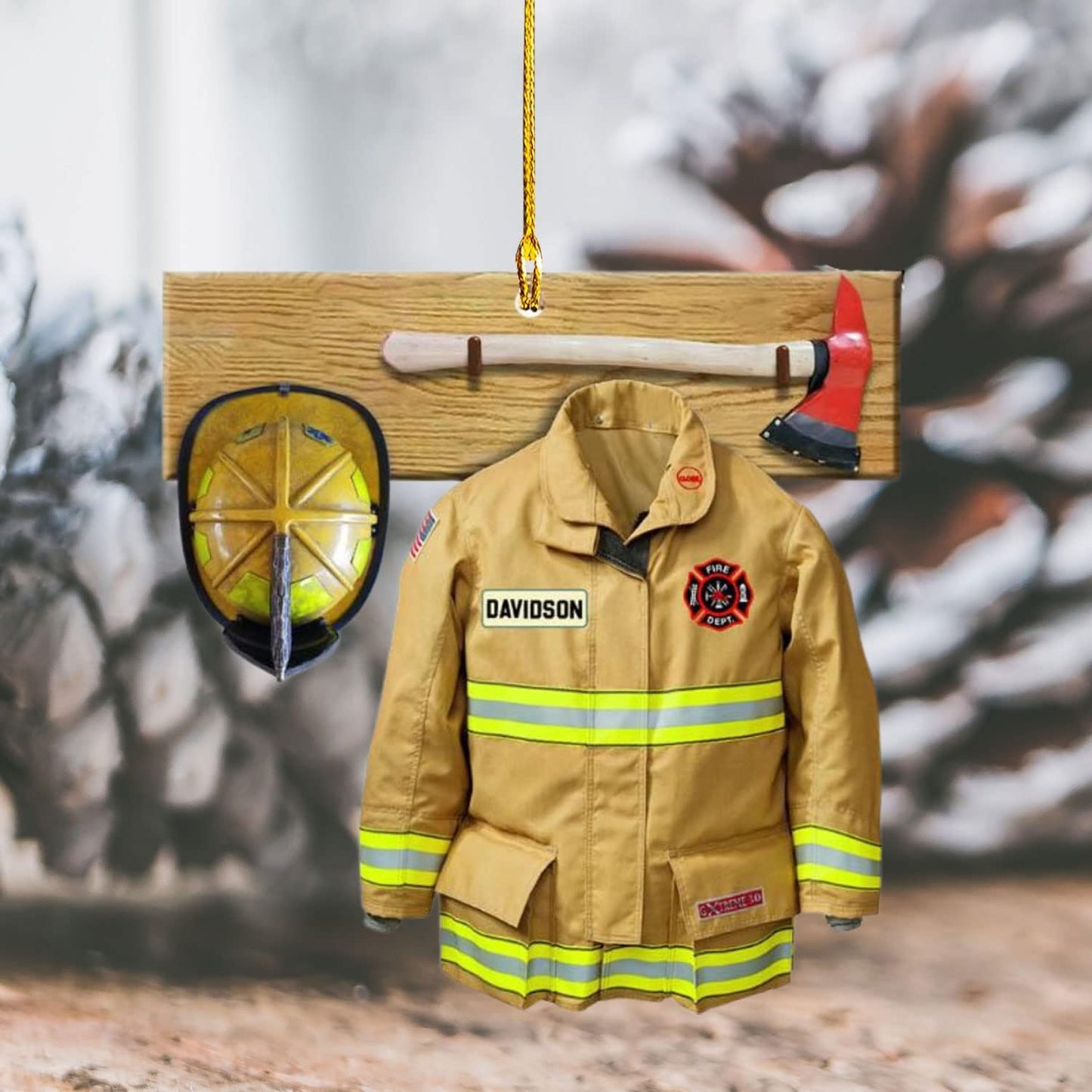 Personalized Firefighter Uniform Christmas Ornament Style 2