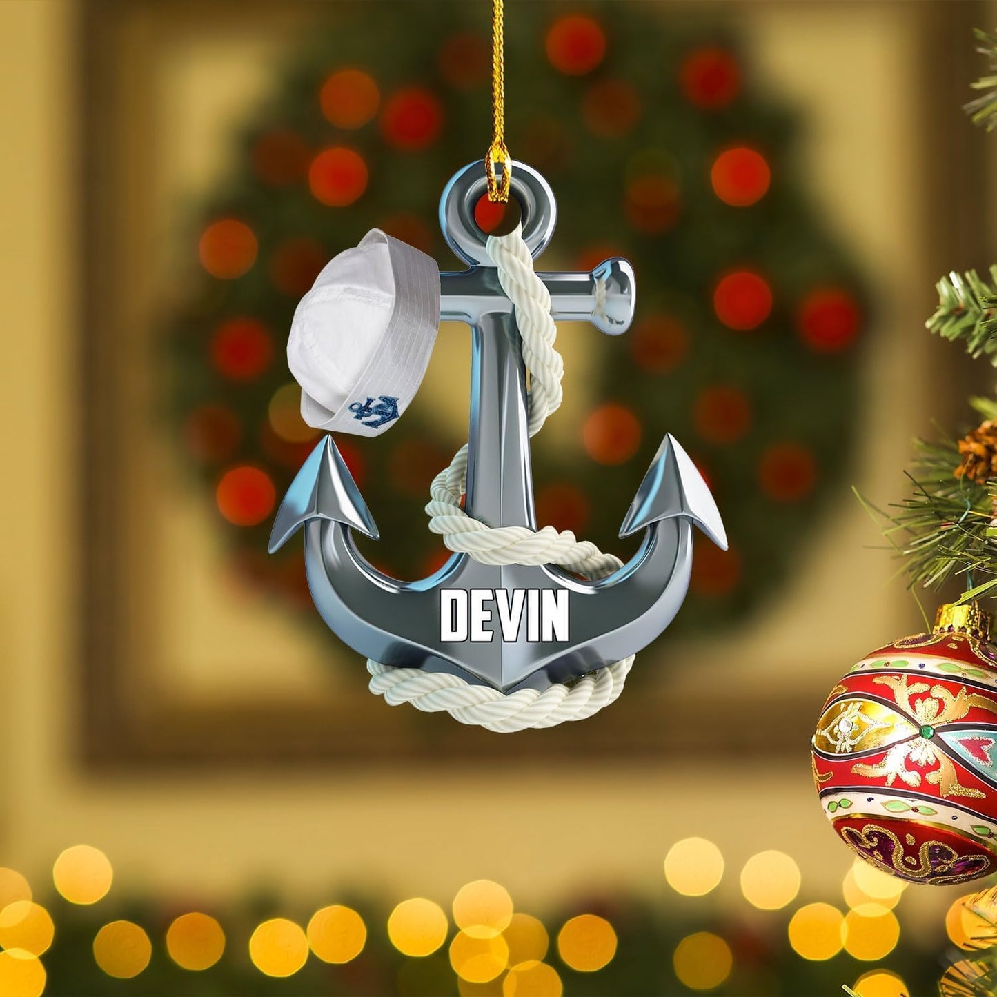 Custom Name Sailor Ornament – Personalized Captain Acrylic Sailing Ornament, Nautical Christmas Tree Decoration for Navy Lovers TS26
