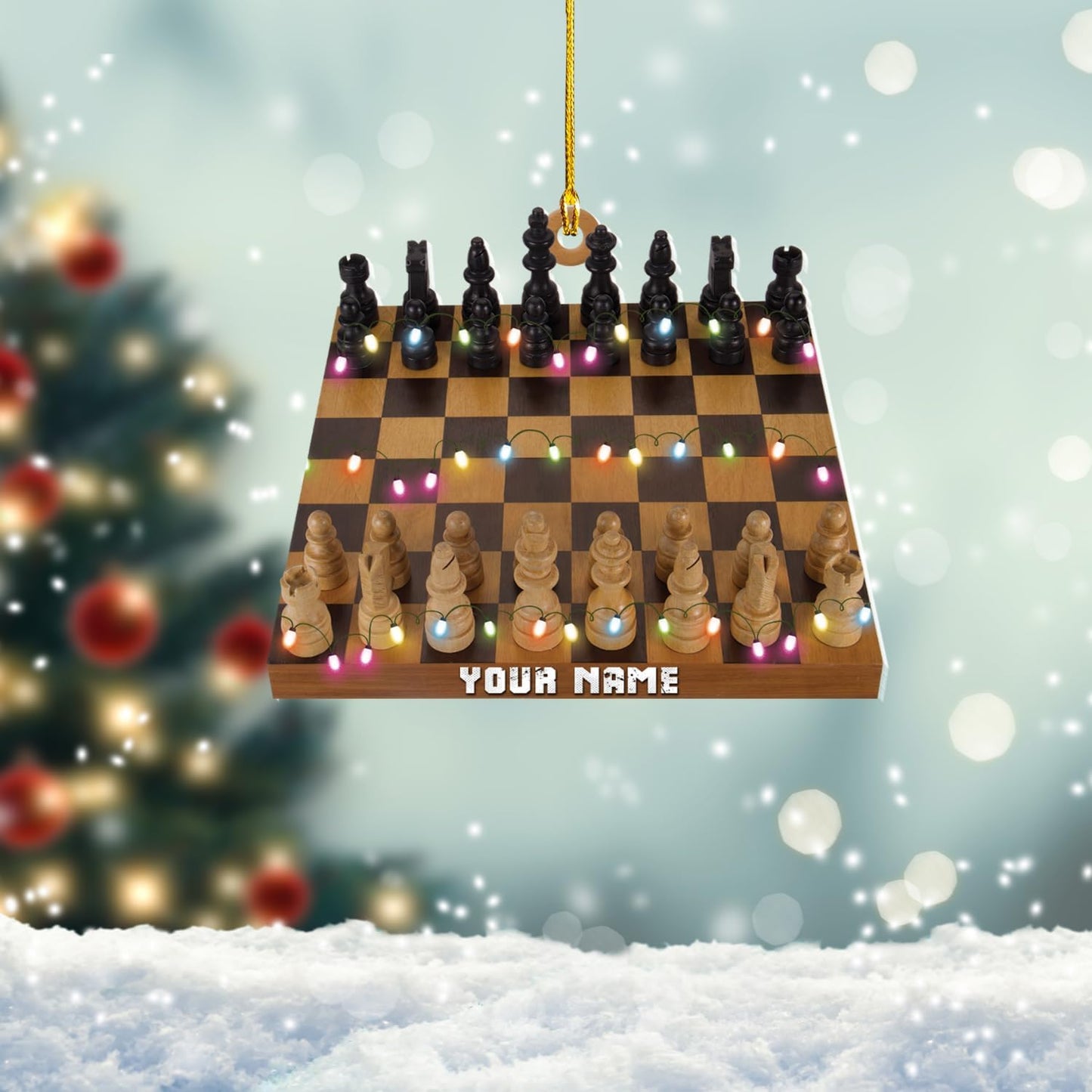 Personalized Name Chess Ornament Gift for Men Women Chess Team Player N03