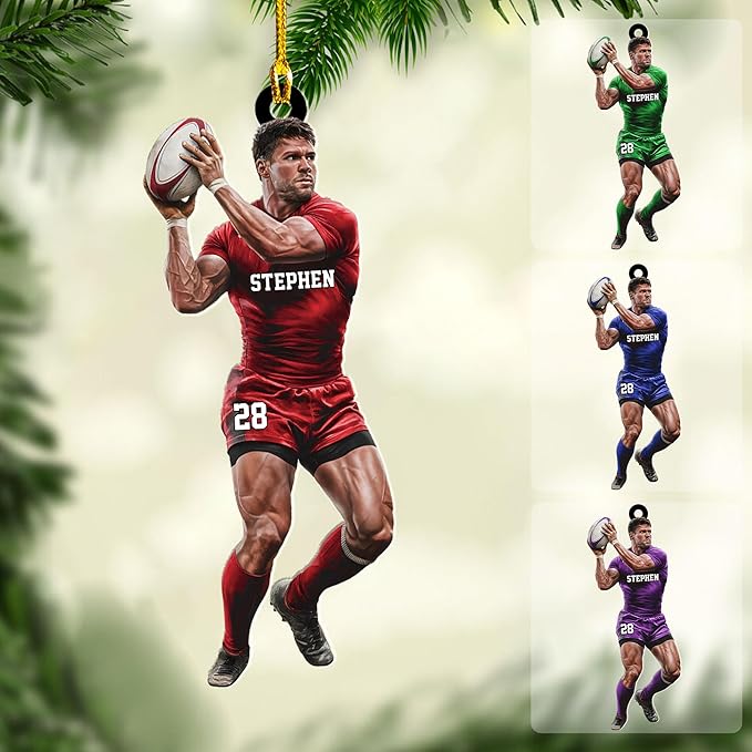 Personalized Rugby Player Christmas Gift for Sports Lovers - Rugby Ornament LL13