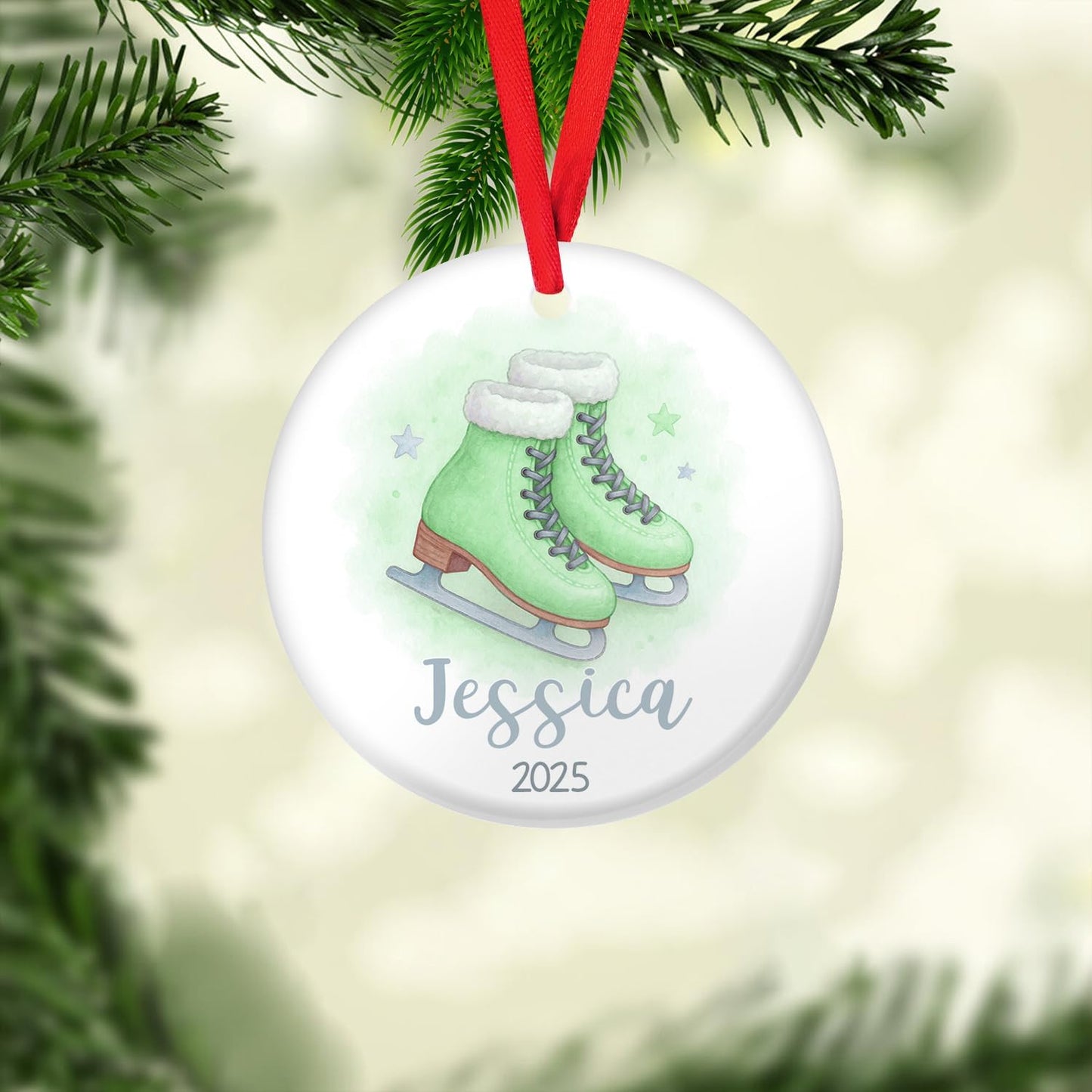Personalized Ice Skating Christmas Ornament N03