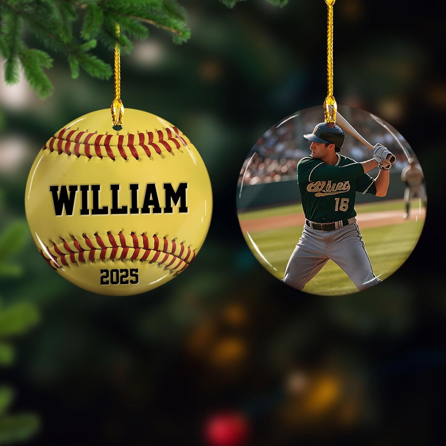 Personalized Softball Ornament – Custom Sports Christmas Tree C10