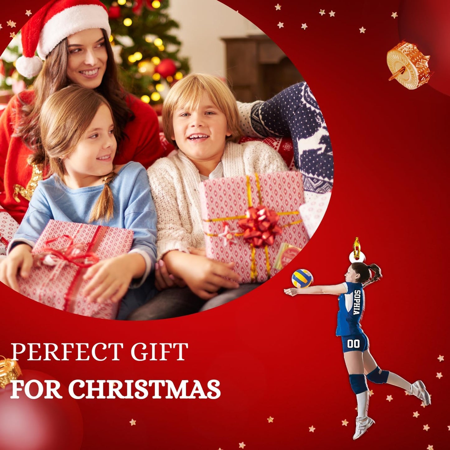 Personalized Volleyball Christmas Ornament – Custom Name Acrylic Ornament, Team Sports Holiday Decor, Volleyball Player Gift, Custom Xmas Keepsake TV9