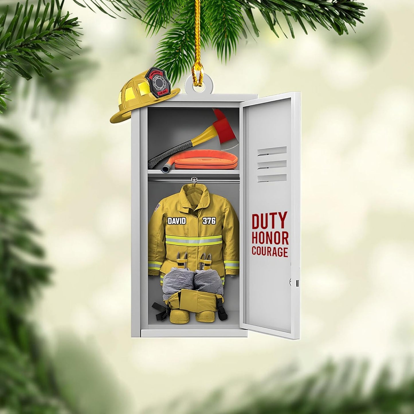 Personalized Firefighter Locker Christmas Ornament Style 2